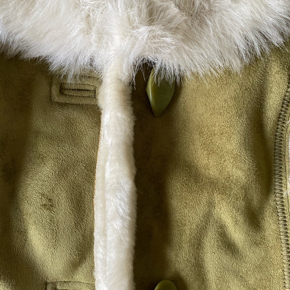 NEW Ricki’s Faux Fur Suede Green Penny Lane Style 70’s Jacket - Picture 4 of 5